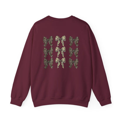 Women Camo Bow Crew neck