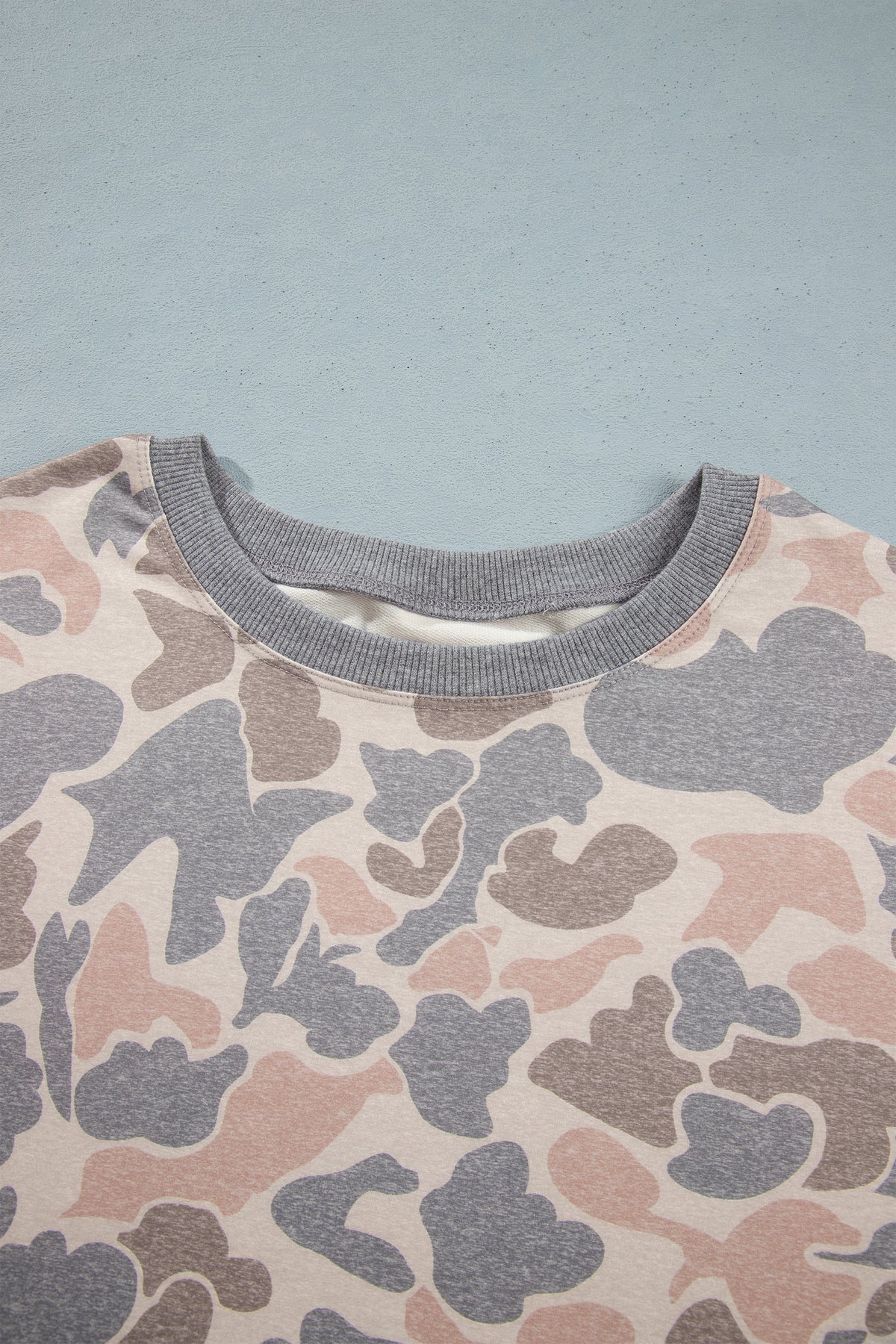 Multicolour Camouflage Long Sleeve Round Neck Two-Piece Plus Size Set