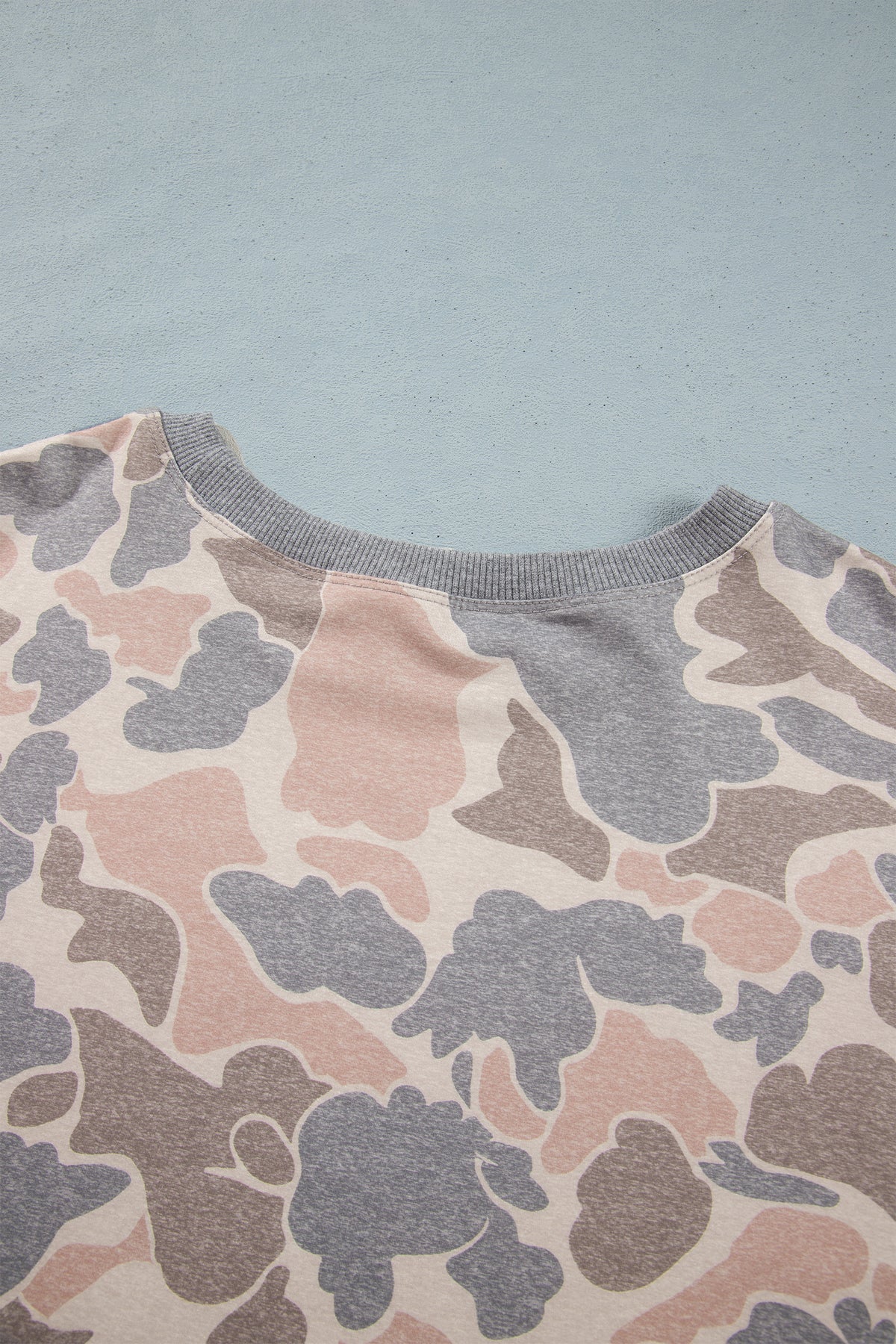 Multicolour Camouflage Long Sleeve Round Neck Two-Piece Plus Size Set