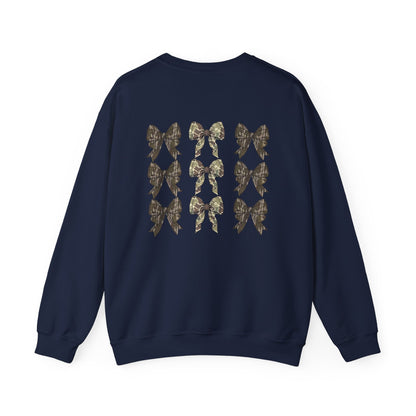 Women Camo Bow Crew neck