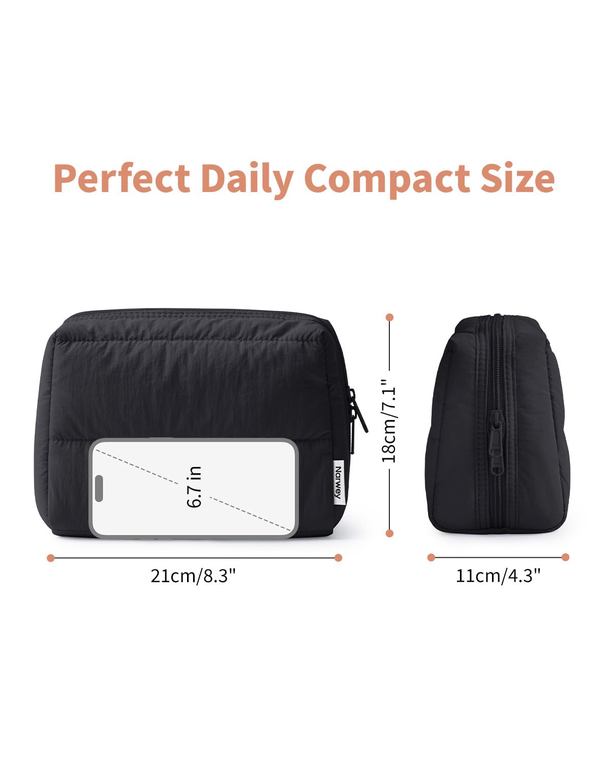 Narwey Makeup Bag Travel Toiletry Bag, Cosmetic Bag for Women Girls