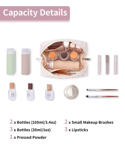 Narwey Makeup Bag Travel Toiletry Bag, Cosmetic Bag for Women Girls