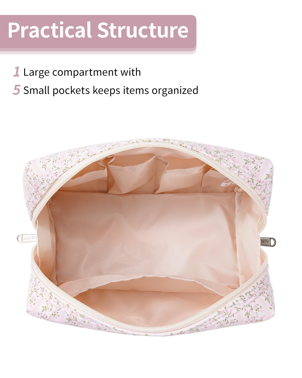 Narwey Makeup Bag Travel Toiletry Bag, Cosmetic Bag for Women Girls