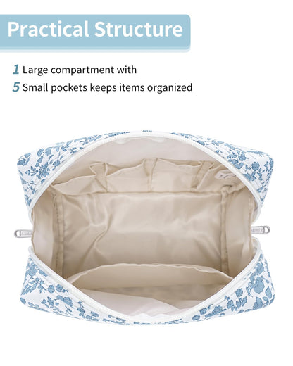 Narwey Makeup Bag Travel Toiletry Bag, Cosmetic Bag for Women Girls