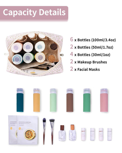 Narwey Makeup Bag Travel Toiletry Bag, Cosmetic Bag for Women Girls