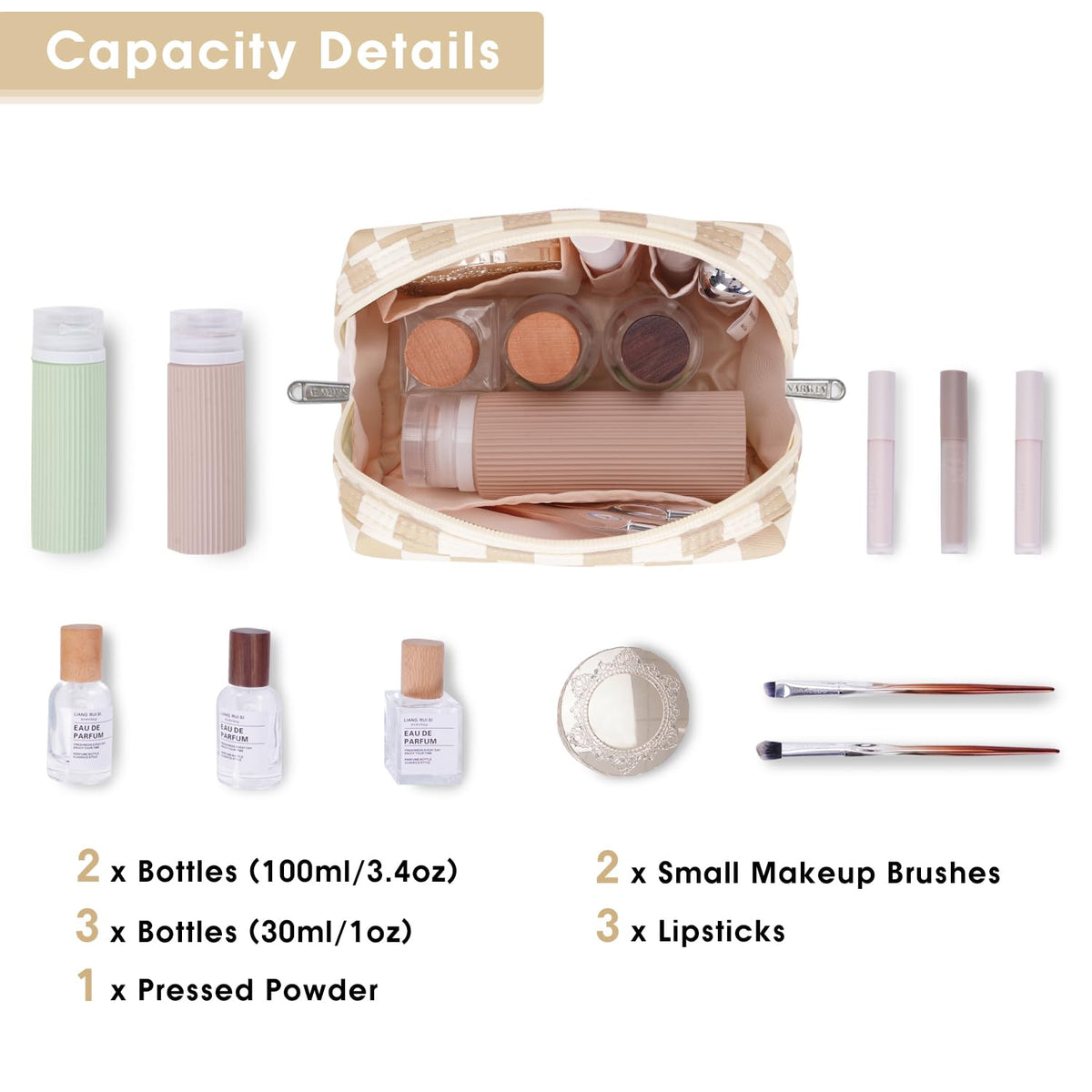 Narwey Makeup Bag Travel Toiletry Bag, Cosmetic Bag for Women Girls