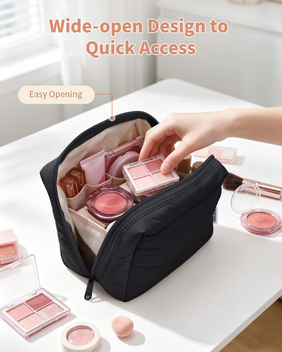 Narwey Makeup Bag Travel Toiletry Bag, Cosmetic Bag for Women Girls