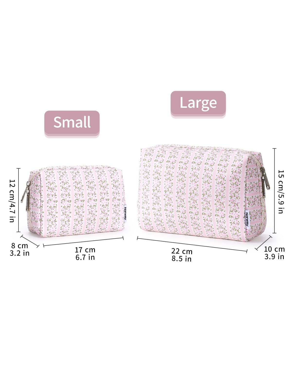 Narwey Makeup Bag Travel Toiletry Bag, Cosmetic Bag for Women Girls