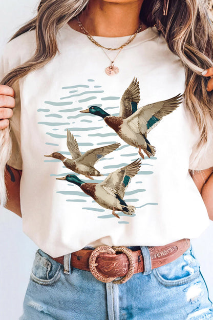 White Western Mallard Lake Graphic Casual Graphic T Shirt