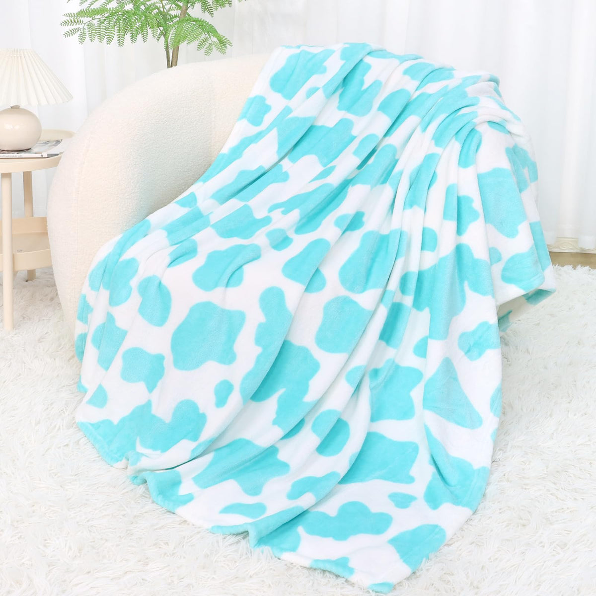 Cow Print Blanket for Couch Bed, Fuzzy Fleece Soft Blankets and Throws, Brown White Western Home Decor, All Season Cozy Birthday Gifts for Cow Lovers Women Men Girls Boys, 50x60 Inches