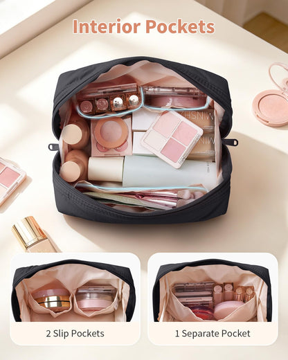 Narwey Makeup Bag Travel Toiletry Bag, Cosmetic Bag for Women Girls