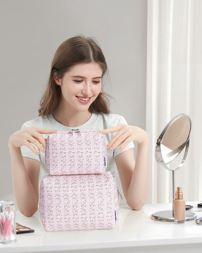 Narwey Makeup Bag Travel Toiletry Bag, Cosmetic Bag for Women Girls