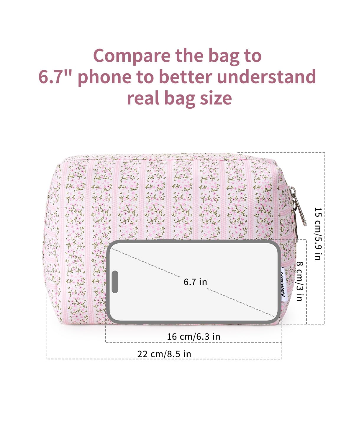 Narwey Makeup Bag Travel Toiletry Bag, Cosmetic Bag for Women Girls