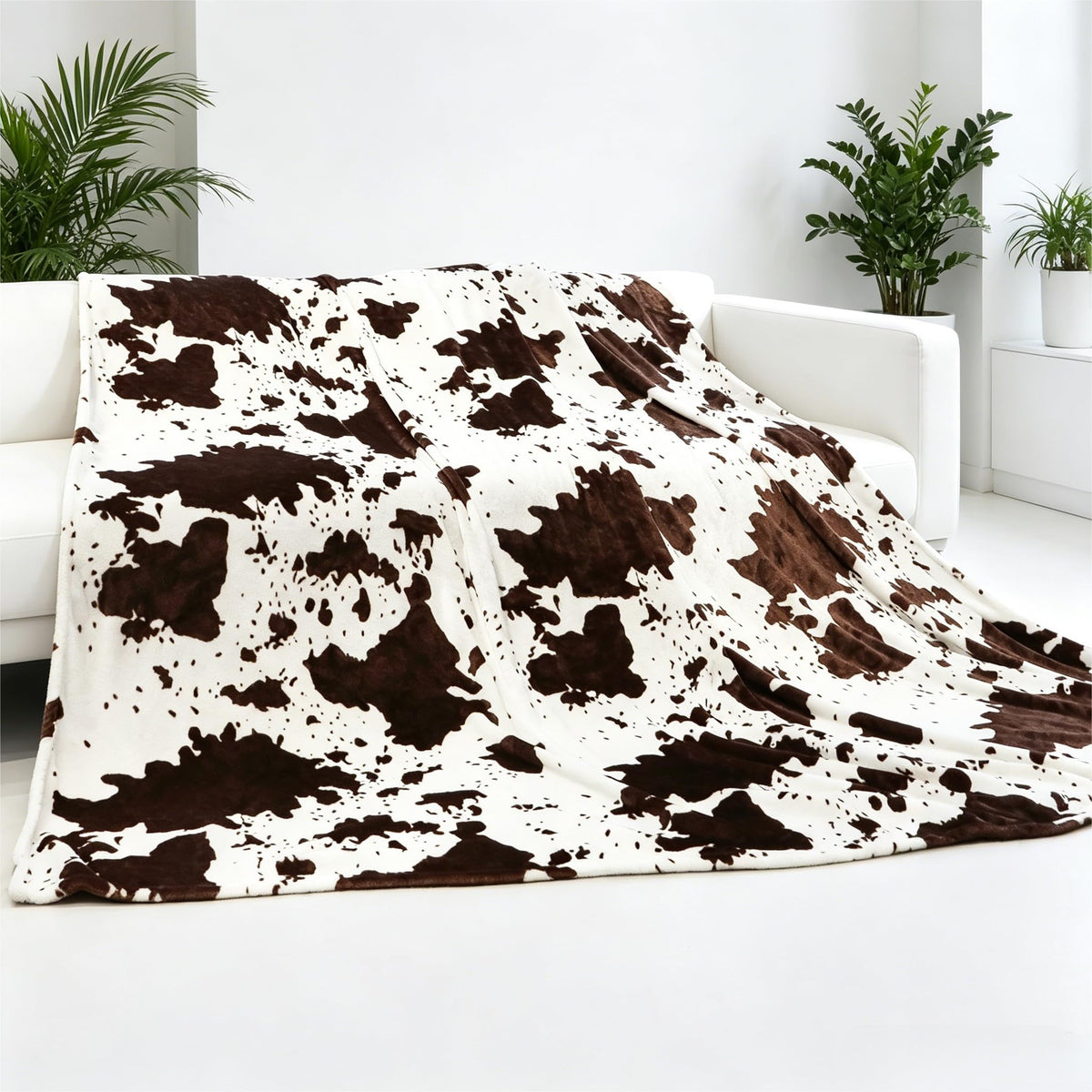 Cow Print Blanket for Couch Bed, Fuzzy Fleece Soft Blankets and Throws, Brown White Western Home Decor, All Season Cozy Birthday Gifts for Cow Lovers Women Men Girls Boys, 50x60 Inches