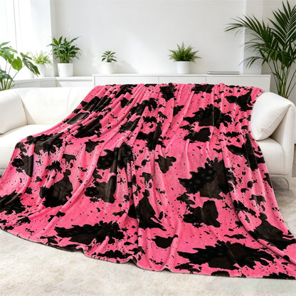 Cow Print Blanket for Couch Bed, Fuzzy Fleece Soft Blankets and Throws, Brown White Western Home Decor, All Season Cozy Birthday Gifts for Cow Lovers Women Men Girls Boys, 50x60 Inches