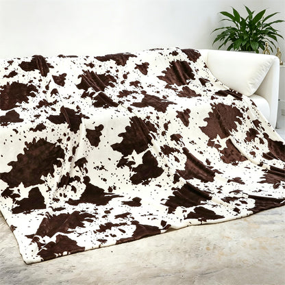 Cow Print Blanket for Couch Bed, Fuzzy Fleece Soft Blankets and Throws, Brown White Western Home Decor, All Season Cozy Birthday Gifts for Cow Lovers Women Men Girls Boys, 50x60 Inches