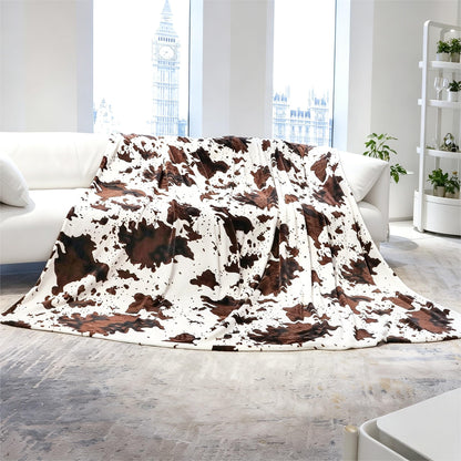 Cow Print Blanket for Couch Bed, Fuzzy Fleece Soft Blankets and Throws, Brown White Western Home Decor, All Season Cozy Birthday Gifts for Cow Lovers Women Men Girls Boys, 50x60 Inches