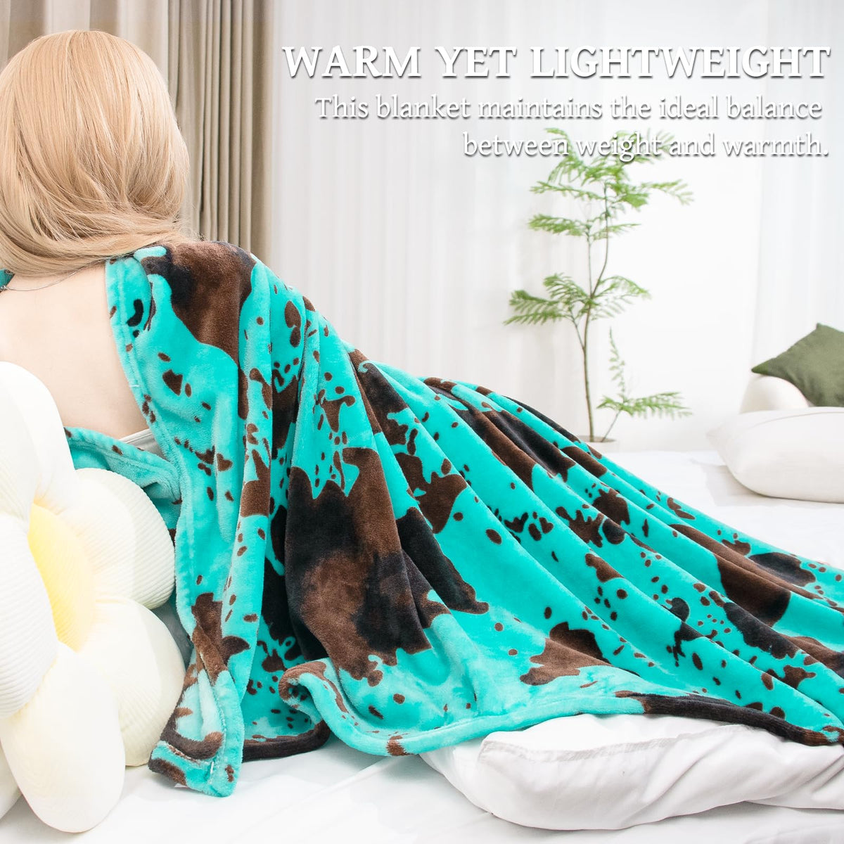 Cow Print Blanket for Couch Bed, Fuzzy Fleece Soft Blankets and Throws, Brown White Western Home Decor, All Season Cozy Birthday Gifts for Cow Lovers Women Men Girls Boys, 50x60 Inches