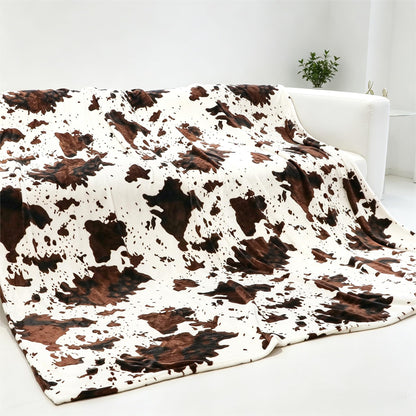 Cow Print Blanket for Couch Bed, Fuzzy Fleece Soft Blankets and Throws, Brown White Western Home Decor, All Season Cozy Birthday Gifts for Cow Lovers Women Men Girls Boys, 50x60 Inches