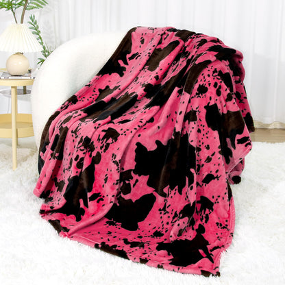 Cow Print Blanket for Couch Bed, Fuzzy Fleece Soft Blankets and Throws, Brown White Western Home Decor, All Season Cozy Birthday Gifts for Cow Lovers Women Men Girls Boys, 50x60 Inches