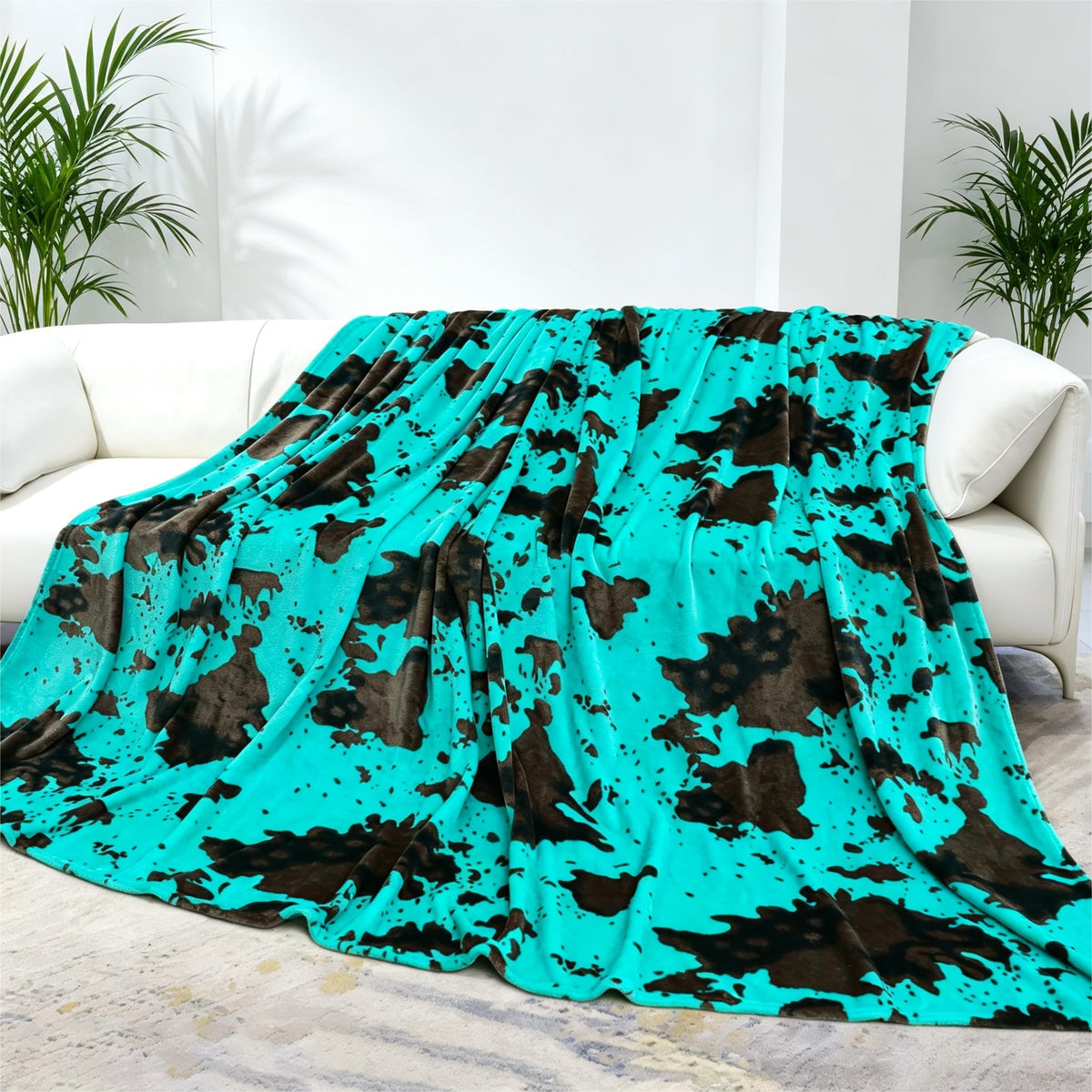 Cow Print Blanket for Couch Bed, Fuzzy Fleece Soft Blankets and Throws, Brown White Western Home Decor, All Season Cozy Birthday Gifts for Cow Lovers Women Men Girls Boys, 50x60 Inches
