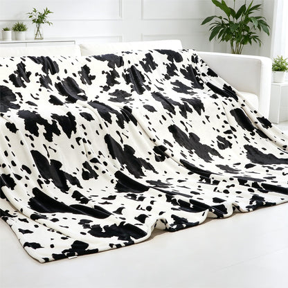 Cow Print Blanket for Couch Bed, Fuzzy Fleece Soft Blankets and Throws, Brown White Western Home Decor, All Season Cozy Birthday Gifts for Cow Lovers Women Men Girls Boys, 50x60 Inches