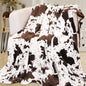 Cow Print Blanket for Couch Bed, Fuzzy Fleece Soft Blankets and Throws, Brown White Western Home Decor, All Season Cozy Birthday Gifts for Cow Lovers Women Men Girls Boys, 50x60 Inches