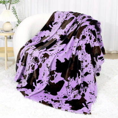 Cow Print Blanket for Couch Bed, Fuzzy Fleece Soft Blankets and Throws, Brown White Western Home Decor, All Season Cozy Birthday Gifts for Cow Lovers Women Men Girls Boys, 50x60 Inches