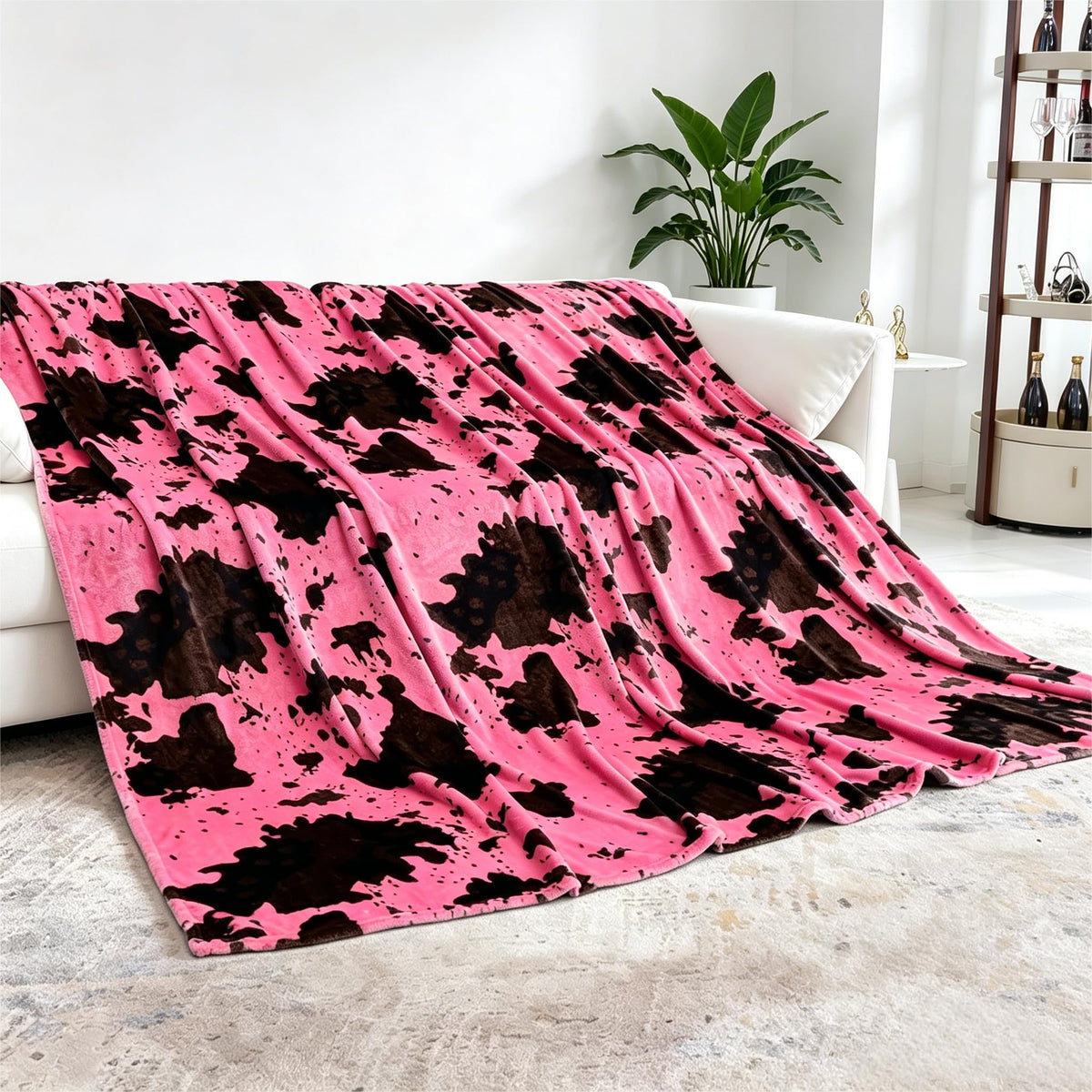 Cow Print Blanket for Couch Bed, Fuzzy Fleece Soft Blankets and Throws, Brown White Western Home Decor, All Season Cozy Birthday Gifts for Cow Lovers Women Men Girls Boys, 50x60 Inches