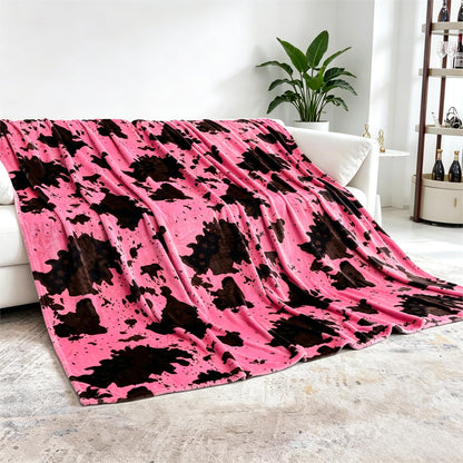 Cow Print Blanket for Couch Bed, Fuzzy Fleece Soft Blankets and Throws, Brown White Western Home Decor, All Season Cozy Birthday Gifts for Cow Lovers Women Men Girls Boys, 50x60 Inches
