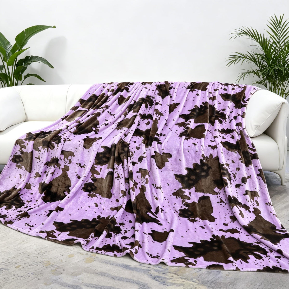 Cow Print Blanket for Couch Bed, Fuzzy Fleece Soft Blankets and Throws, Brown White Western Home Decor, All Season Cozy Birthday Gifts for Cow Lovers Women Men Girls Boys, 50x60 Inches