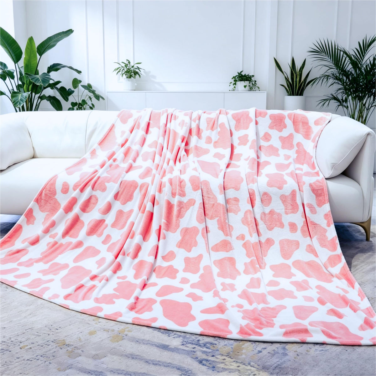 Cow Print Blanket for Couch Bed, Fuzzy Fleece Soft Blankets and Throws, Brown White Western Home Decor, All Season Cozy Birthday Gifts for Cow Lovers Women Men Girls Boys, 50x60 Inches