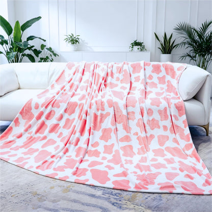 Cow Print Blanket for Couch Bed, Fuzzy Fleece Soft Blankets and Throws, Brown White Western Home Decor, All Season Cozy Birthday Gifts for Cow Lovers Women Men Girls Boys, 50x60 Inches