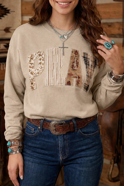 PRAY Floral Buffalo Plaid Western Pullover