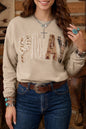 PRAY Floral Buffalo Plaid Western Pullover