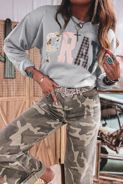 PRAY Floral Buffalo Plaid Western Pullover