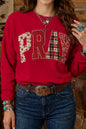 PRAY Floral Buffalo Plaid Western Pullover